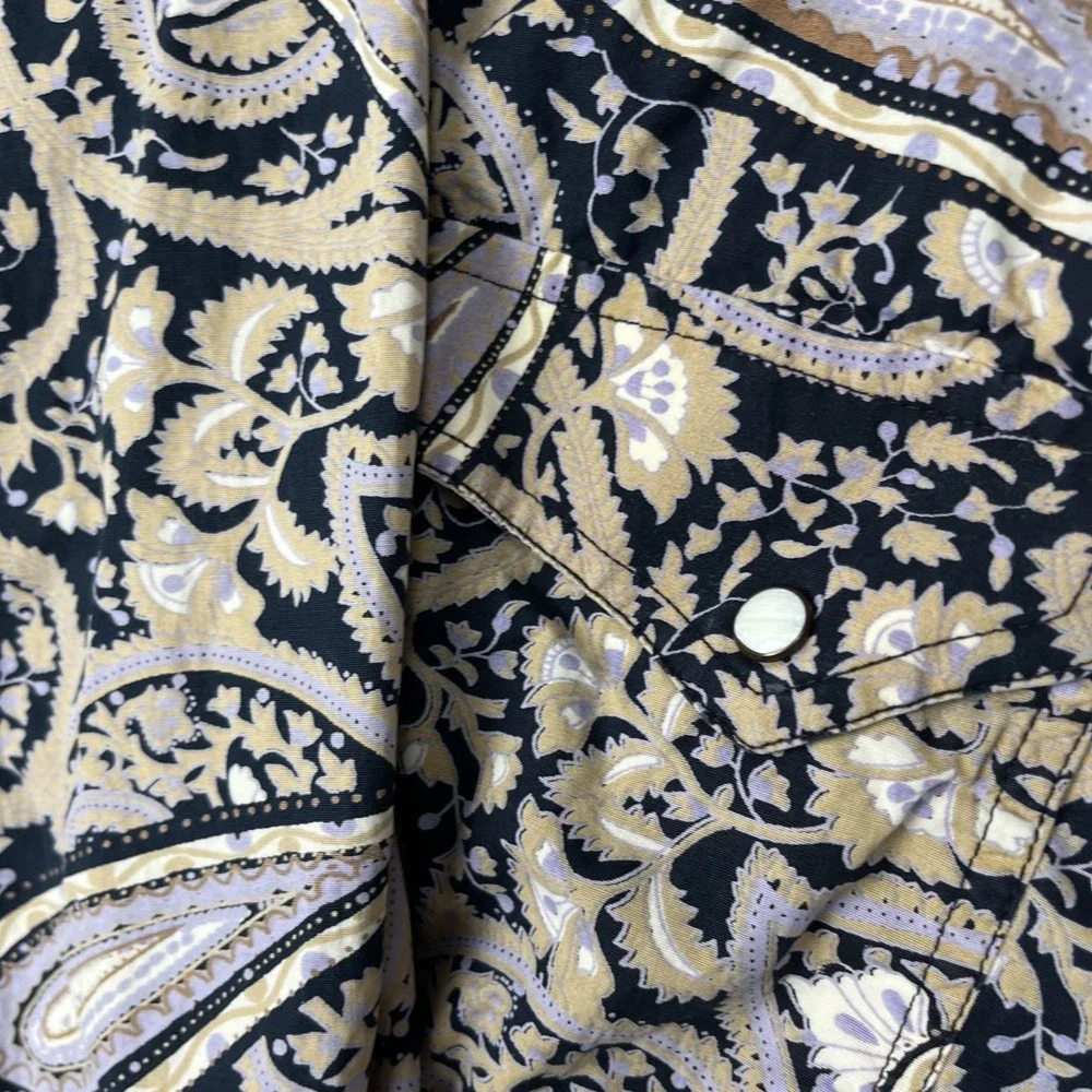 Larry Mahan Shirt Mens M Paisley Blue Pearl Snap Cowboy Collection - Picture 6 of 12